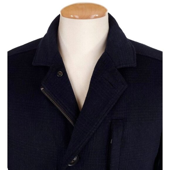 Hart Schaffner Marx Forrester Wool Blend Coat M Mens Navy Plaid - Picture 3 of 14